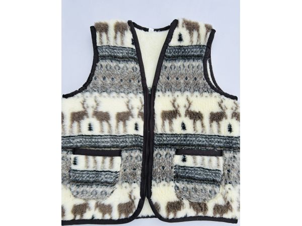 Жилет жіночий з овечої шерсті Олені  (безрукавка жіноча, стьобаний жилет) 54 розмір