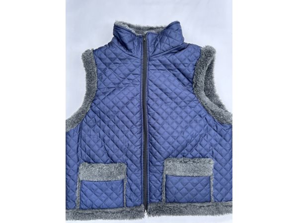Жилет з овечої шерсті болонь, безрукавка овеча шерсть, синього кольору 56 розмір