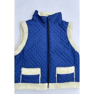 Жилет з овечої шерсті болонь, безрукавка овеча шерсть, синього кольору 56 розмір