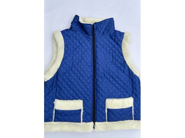 Жилет з овечої шерсті болонь, безрукавка овеча шерсть, синього кольору 56 розмір
