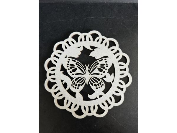 Дерев’яна підставка під гаряче "Метелик" 14 см