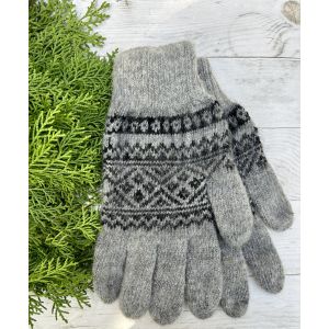 Рукавиці з овечої шерсті "Орнамент", Сірий