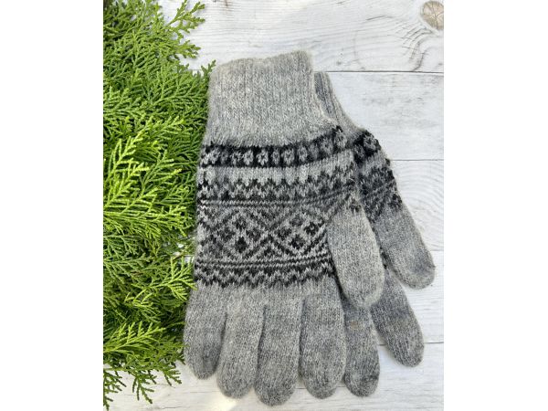 Рукавиці з овечої шерсті "Орнамент", Сірий