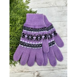Рукавиці з овечої шерсті "Орнамент", Фіолетовий