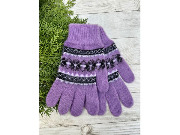 Рукавиці з овечої шерсті "Орнамент", Фіолетовий