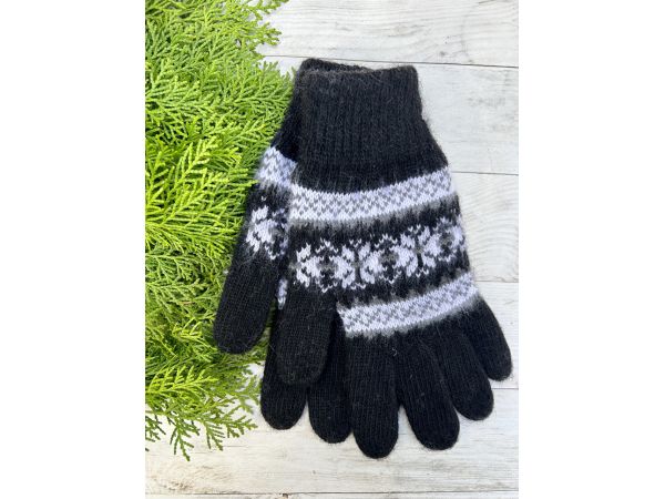 Рукавиці з овечої шерсті «Орнамент» чорні