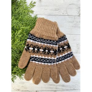 Рукавиці з овечої шерсті "Орнамент", Коричневий