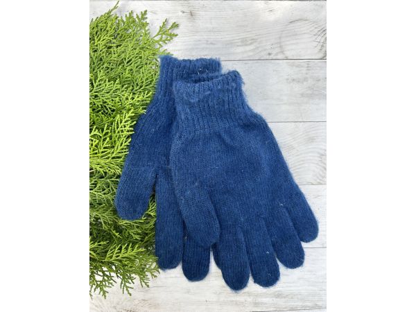 Чоловічі рукавиці з овечої шерсті, синього кольору