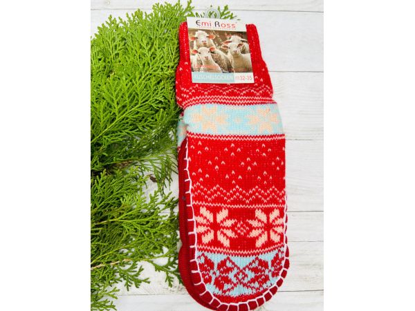 Шкарпетки дитячі з підошвою розмір 32-35 18 см червоний