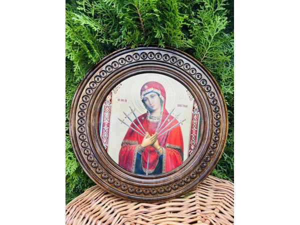 Дерев'яна тарілка (ікона) "Семистрільна" 30 см