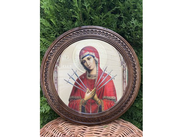 Дерев'яна тарілка (ікона) "Семистрільна" 40 см