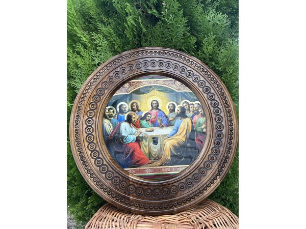 Дерев'яна тарілка (ікона) "Тайна Вечеря" 50 см