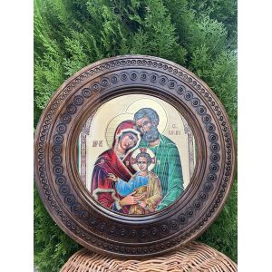 Дерев'яна тарілка (ікона) "Свята Родина" 50 см.