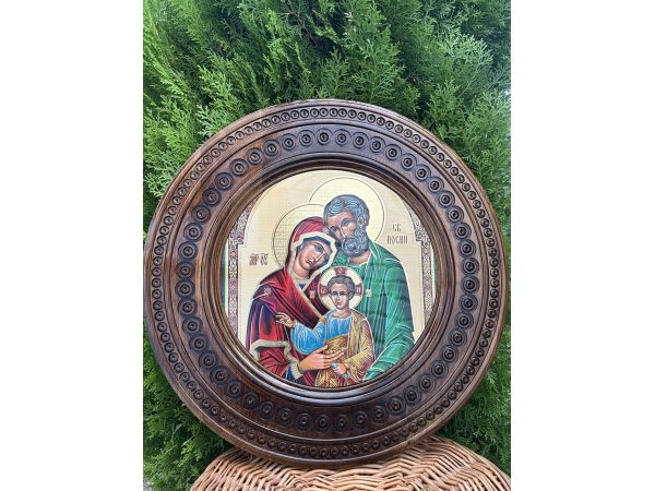Дерев'яна тарілка (ікона) "Свята Родина" 50 см.