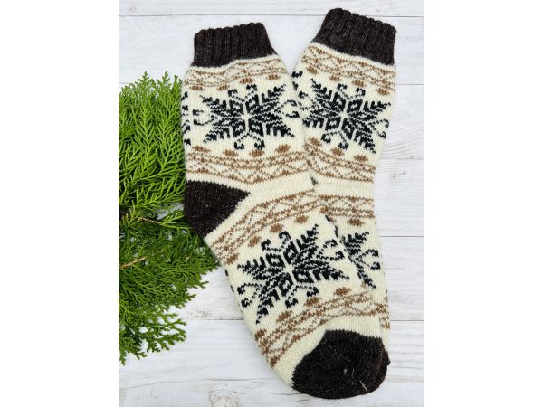 Шкарпетки жіночі з овечої шерсті орнамент