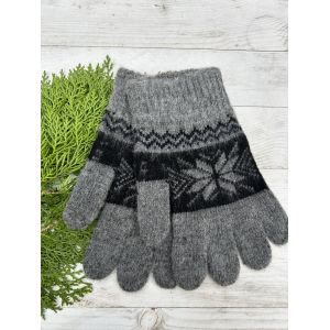Чоловічі рукавиці з овечої шерсті,  сірого кольору сніжинка