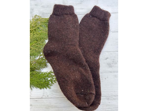 Шкарпетки жіночі з овечої шерсті, коричневий колір