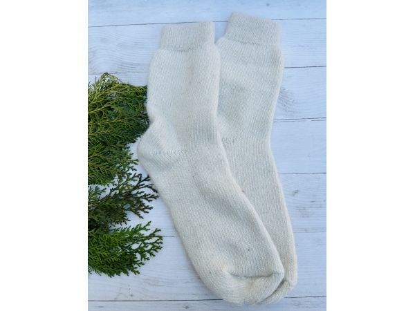 Шкарпетки жіночі з овечої шерсті, молочний колір