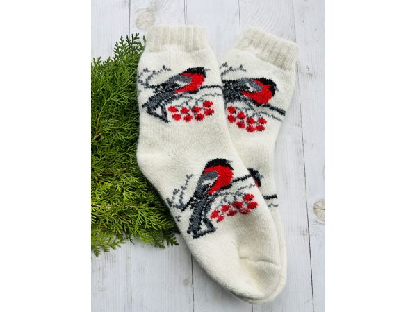 Шкарпетки жіночі з овечої шерсті снігурі