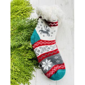 Шкарпетки дитячі/підросткові  розмір 31-35  зелено-червоний 17-19 см