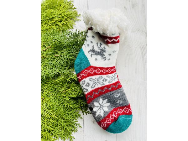 Шкарпетки дитячі/підросткові  розмір 31-35  зелено-червоний 17-19 см