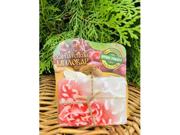 Карпатський Миловар, мило ручної роботи, 100 г Вишня та мігдаль