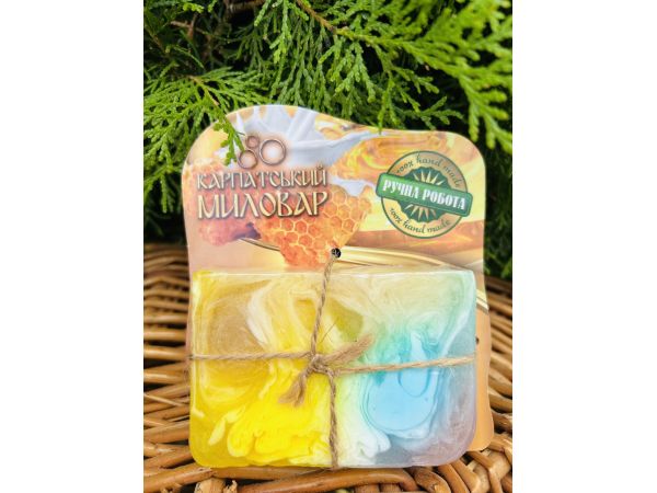 Карпатський Миловар, мило ручної роботи, 100 г Мед та молоко