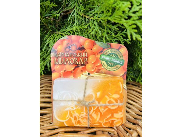 Карпатський Миловар, мило ручної роботи, 100 г Обліпиха
