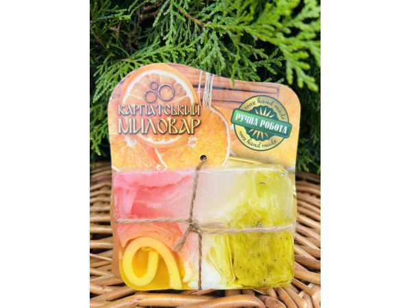 Карпатський Миловар, мило ручної роботи, 100 г Апельсин та кориця