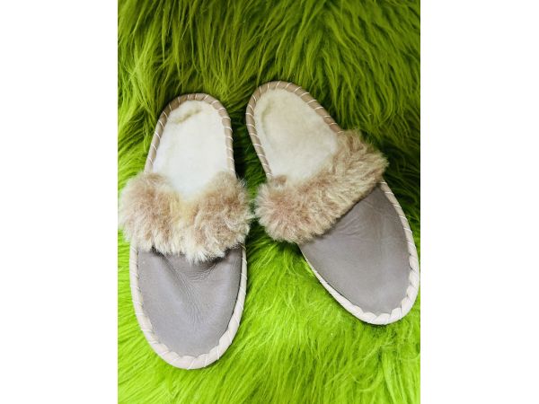 Закопанки жіночі, тапочки з овечої шерсті (тапочки з овчини закопанки, тапочки хутро закопанки ) 38 розмір