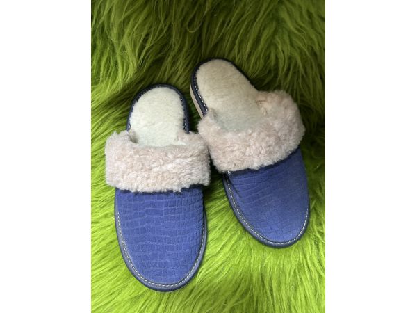 Домашні тапочки жіночі з шкіри і овечої вовни, 36 розмір