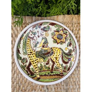 Косівська кераміка, настінна тарілка 20 см ручна робота Гуцул на коні