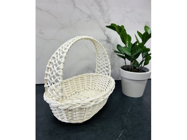 Дитячий Кошик з білої лози 28х21х26 Великодній кошик дитячий