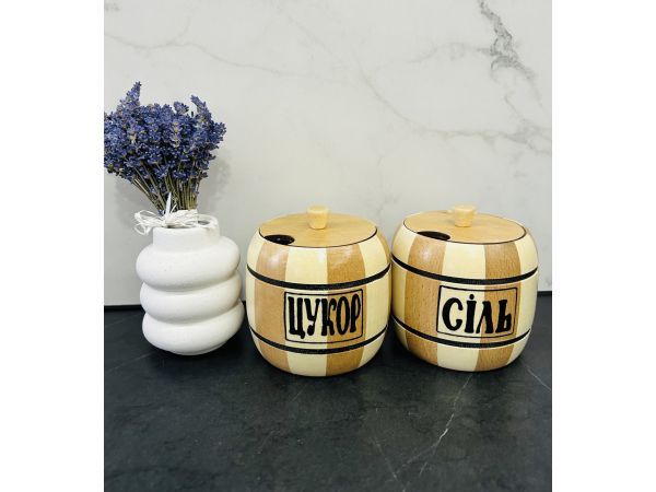 Набір бочечок для цукру та солі, подарунковий набір