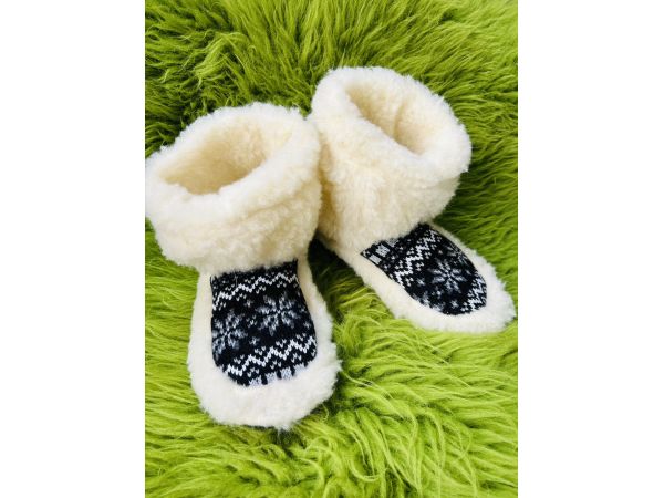 Чуні з овечої шерсті, чуні з овчини, чуні орнамент, чуні гумова підошва 38-39, 40-41 40-41