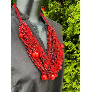 Намисто з бісеру, ручна робота, червоно-бордове, намисто для вишиванки