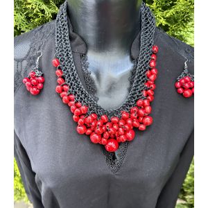 Набір прикрас з дерева, українське намисто, намисто для вишиванки, намисто та сережки