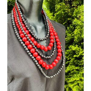 Намисто з дерева червоно-чорне