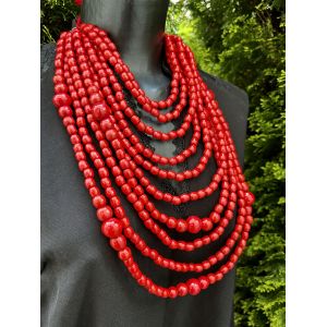 Намисто з дерева, ручна робота, намисто червоний колір