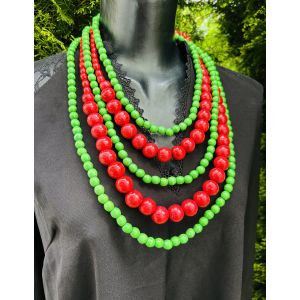 Намисто з дерева червоно-зелене