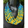 Набір прикрас блакино-жовті, намисто та сережки в національному стилі