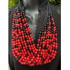 Набір прикрас червоно-чорні, намисто та сережки
