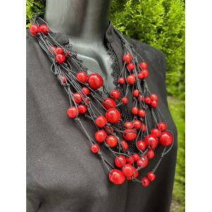 Намисто з дерева червоно-чорне