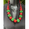 Намисто з дерева, червоно-зелене, ручна робота