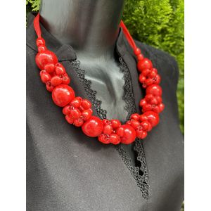 Намисто з дерева, червоне, ручна робота