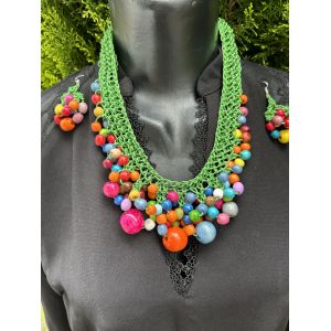 Набір прикрас з дерева, українське намисто, намисто для вишиванки, намисто та сережки