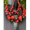 Набір прикрас червоно-чорні, намисто та браслет