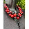 Набір прикрас червоно-чорні, намисто та браслет
