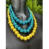 Намисто з дерева блакитно-жовте, намисто в національному стилі