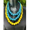 Намисто з дерева блакитно-жовте, намисто в національному стилі